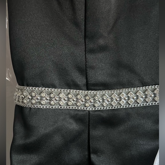 Prom dress! Slick black with thin diamond belt. Sophisticated. - Picture 4 of 4